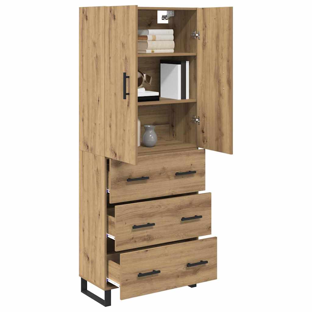 Hoge kast met lade 2 pcs Artisan Eiken Geengineerd Hout en Glas