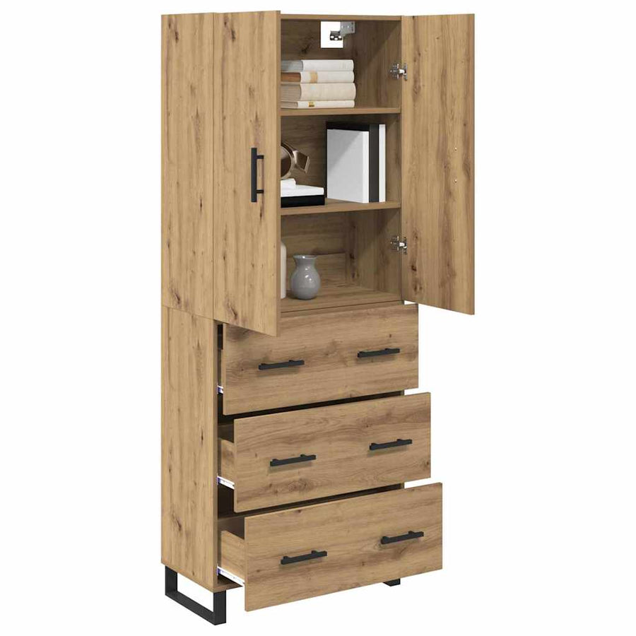 Hoge kast met lade 2 pcs Artisan Eiken Geengineerd Hout en Glas