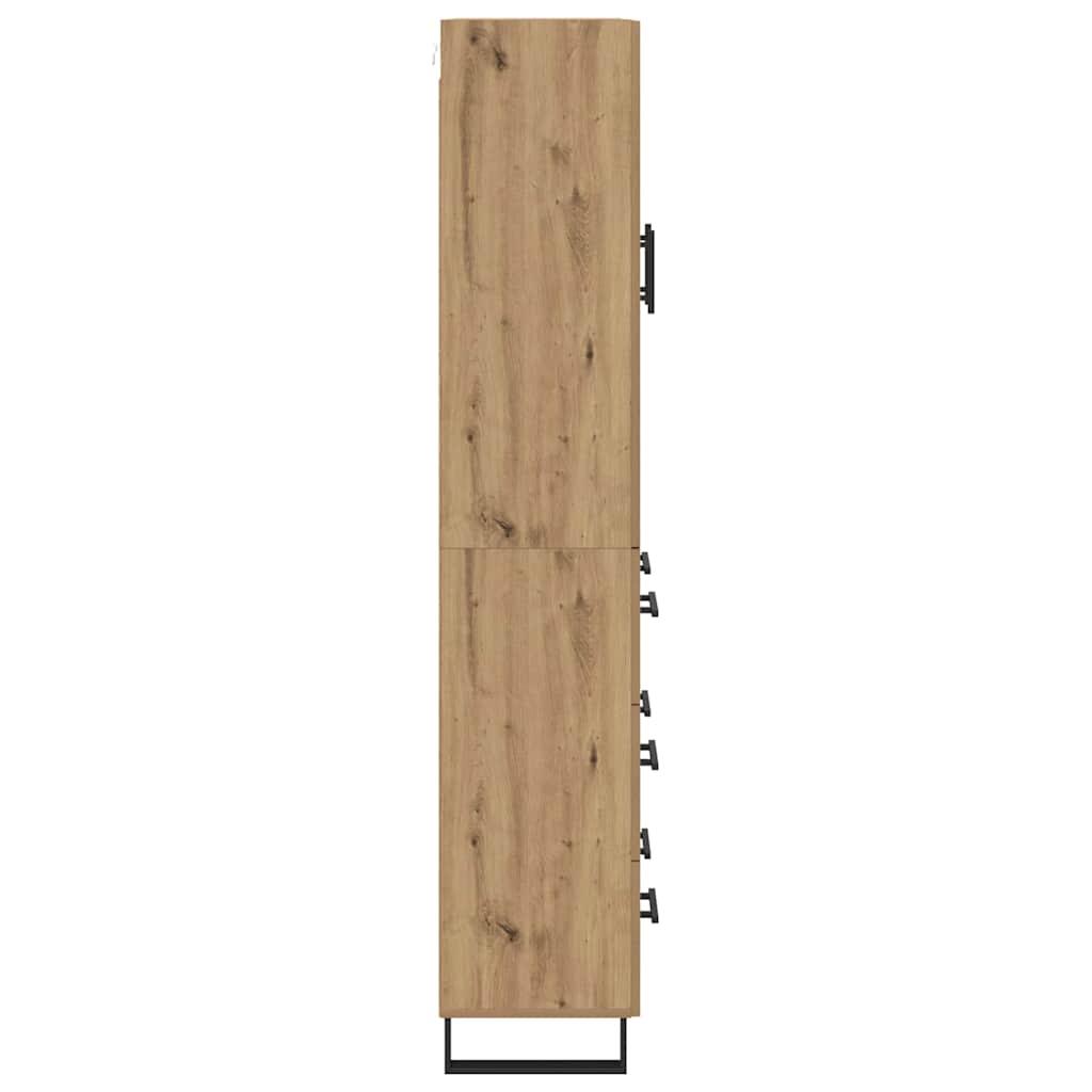 Hoge kast met lade 2 pcs Artisan Eiken Geengineerd Hout en Glas