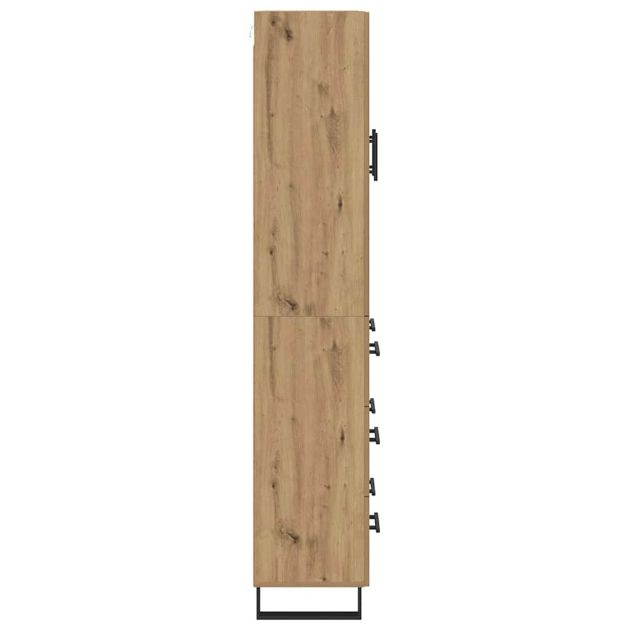 Hoge kast met lade 2 pcs Artisan Eiken Geengineerd Hout en Glas