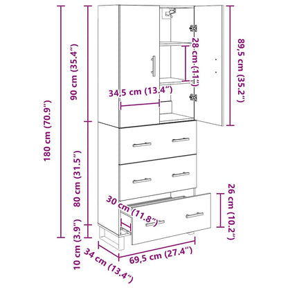 Hoge kast met lade 2 pcs Artisan Eiken Geengineerd Hout en Glas