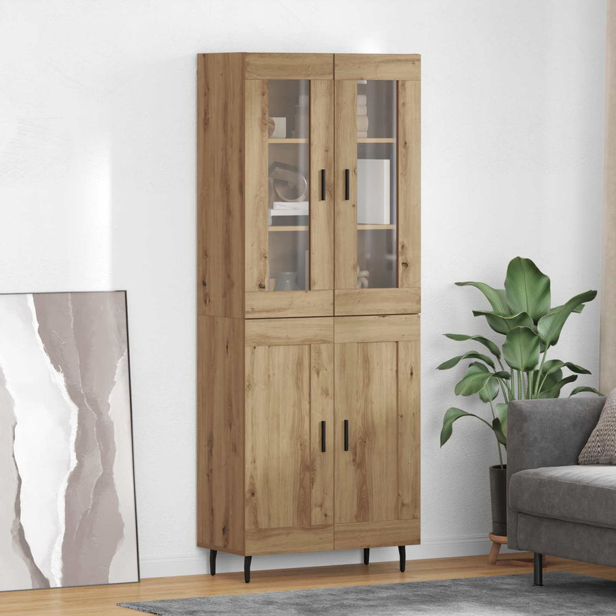 Hoge kast 2 pcs Artisan Eiken Geengineerd Hout en Glas