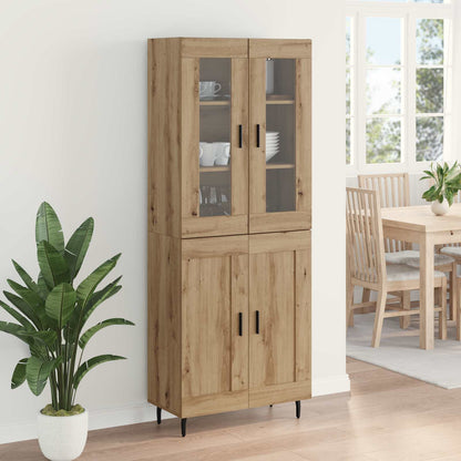 Hoge kast 2 pcs Artisan Eiken Geengineerd Hout en Glas