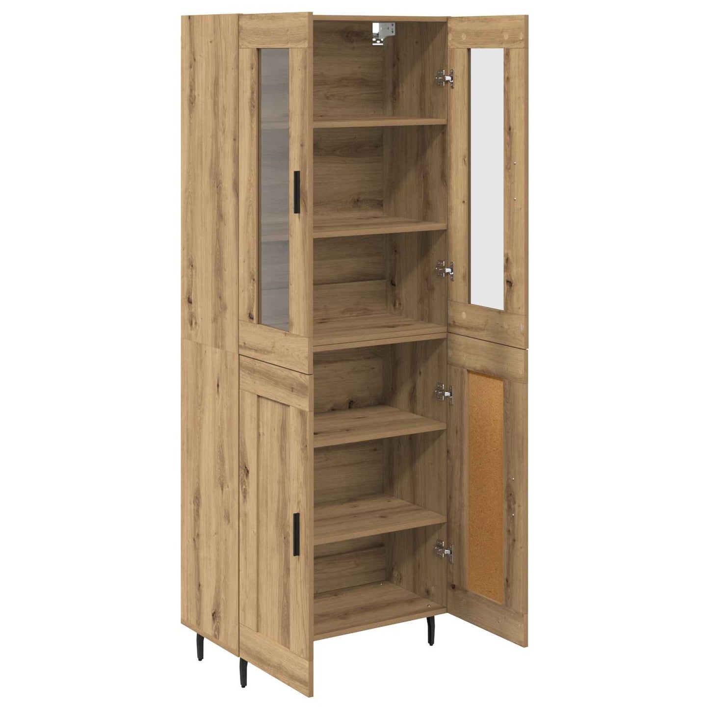 Hoge kast 2 pcs Artisan Eiken Geengineerd Hout en Glas