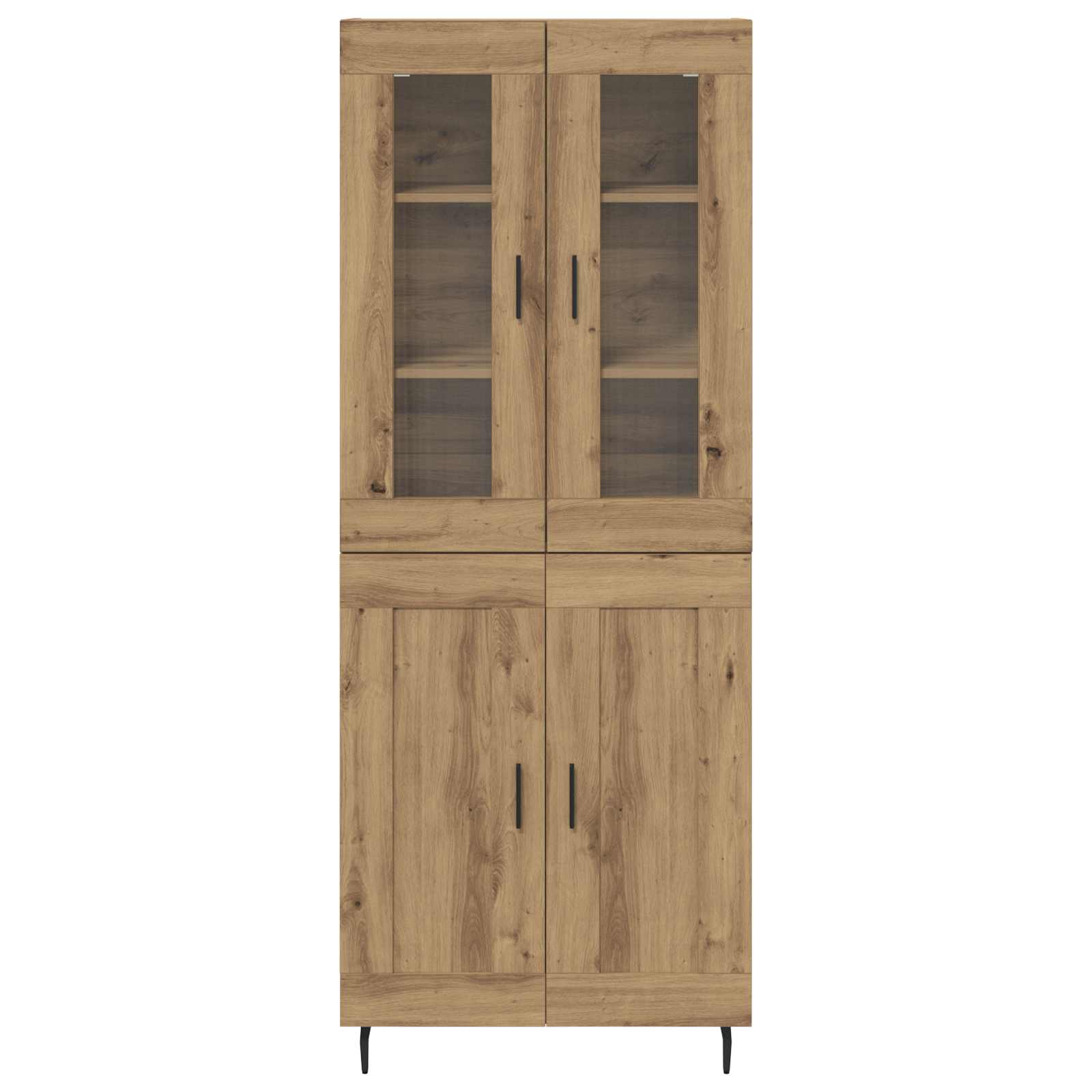 Hoge kast 2 pcs Artisan Eiken Geengineerd Hout en Glas