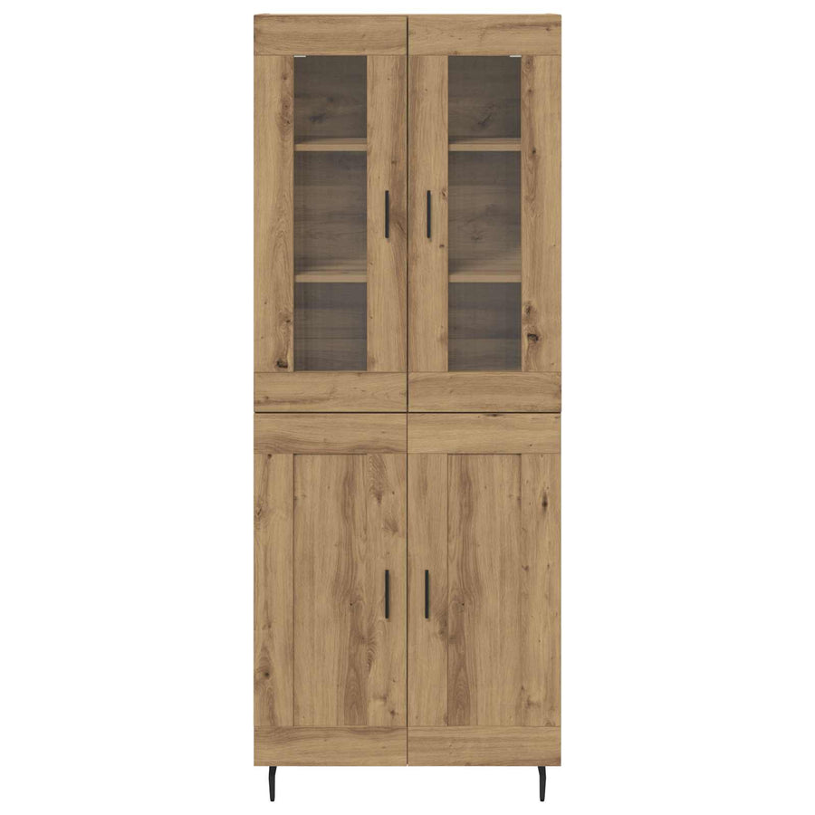 Hoge kast 2 pcs Artisan Eiken Geengineerd Hout en Glas
