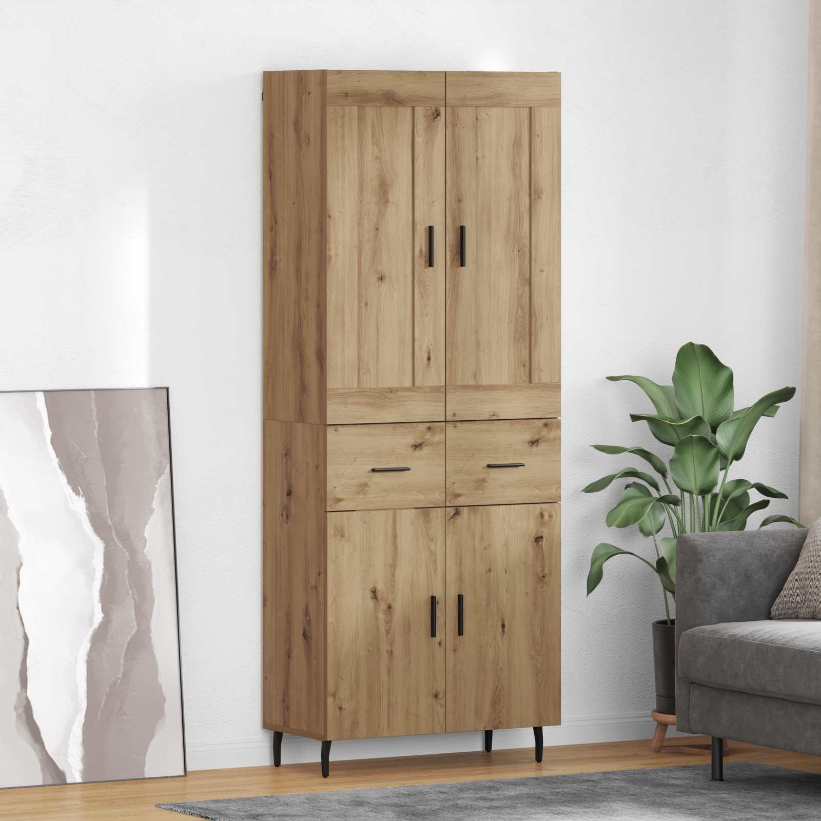 Hoge kast met lade 2 pcs Artisan Eiken Bewerkt hout