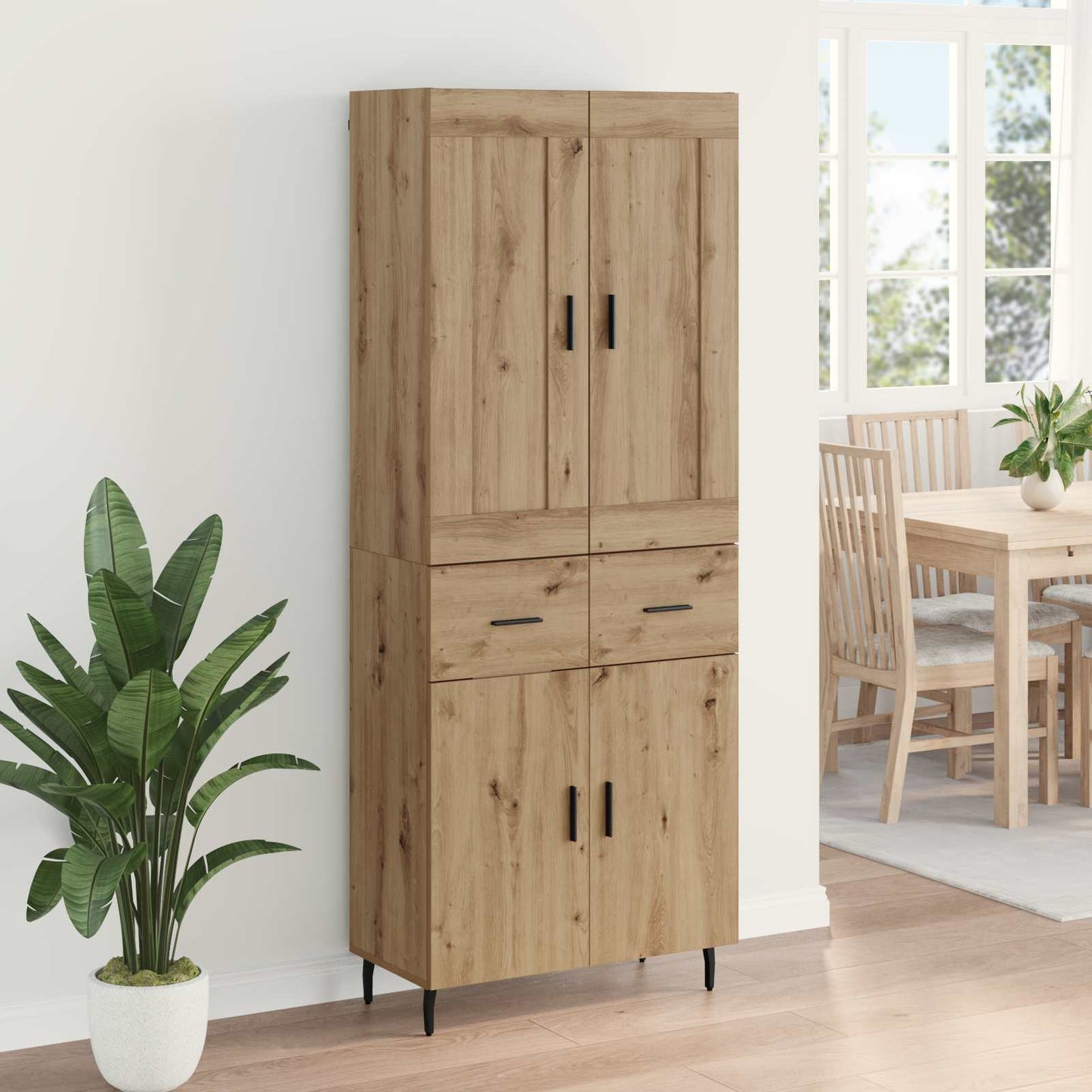 Hoge kast met lade 2 pcs Artisan Eiken Bewerkt hout