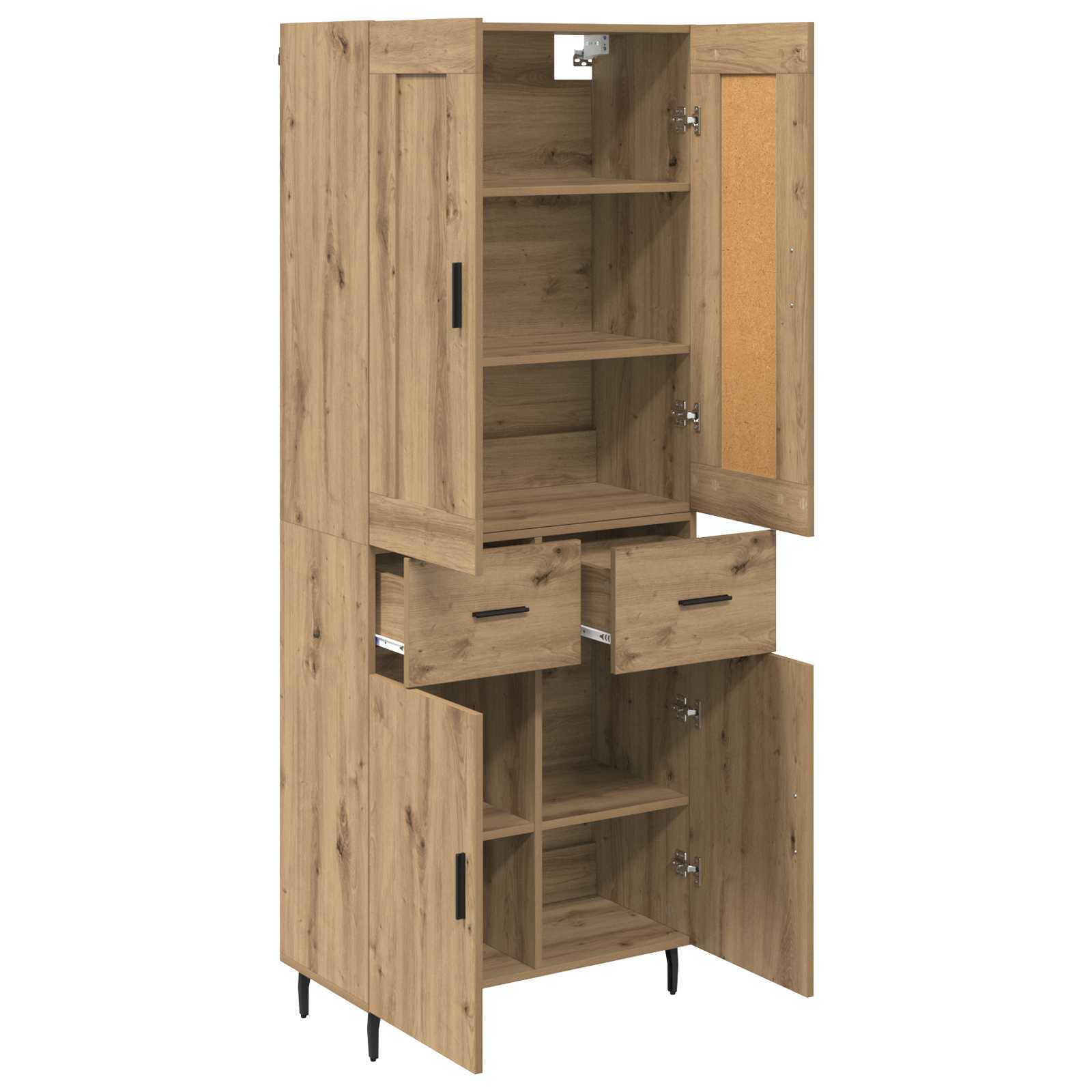 Hoge kast met lade 2 pcs Artisan Eiken Bewerkt hout