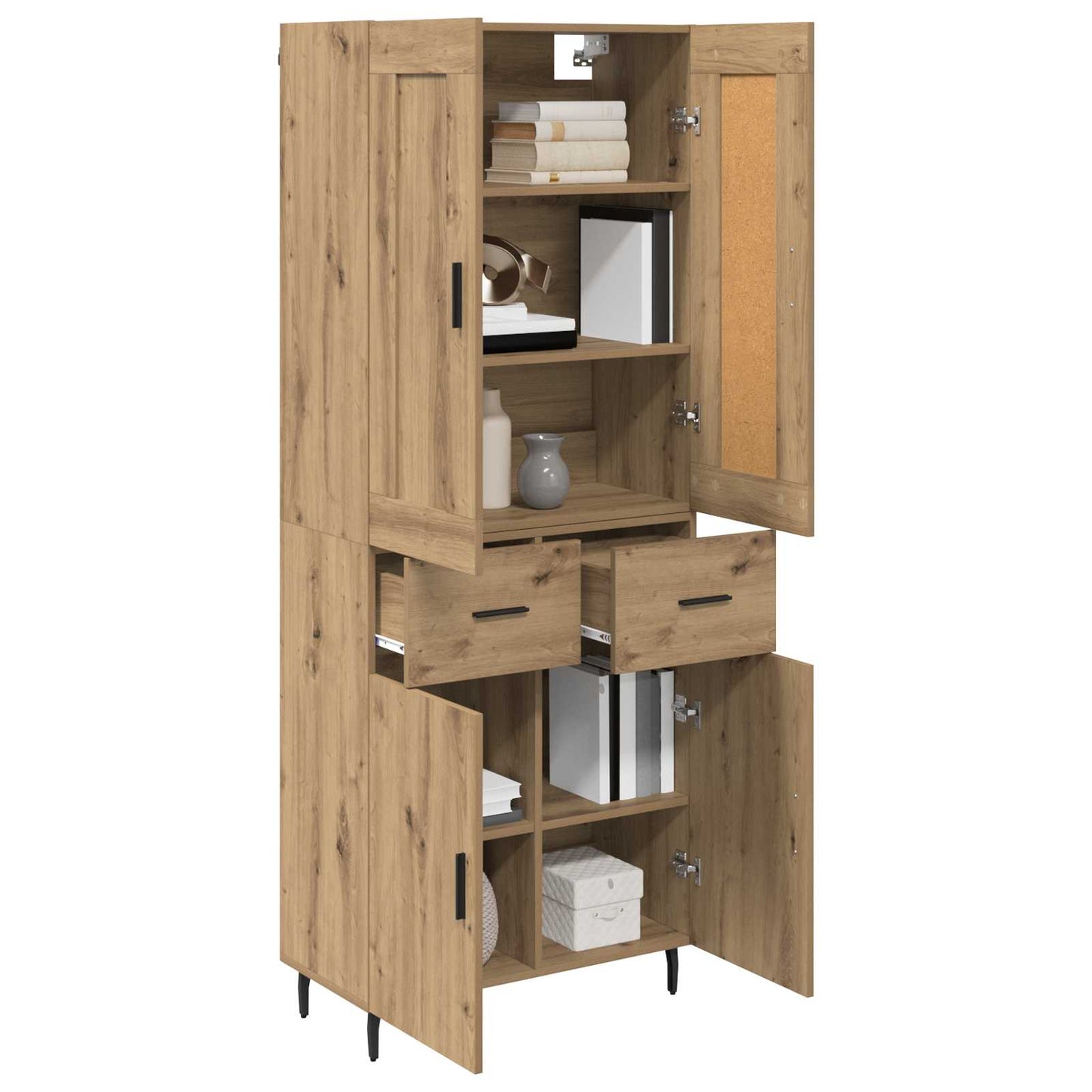 Hoge kast met lade 2 pcs Artisan Eiken Bewerkt hout