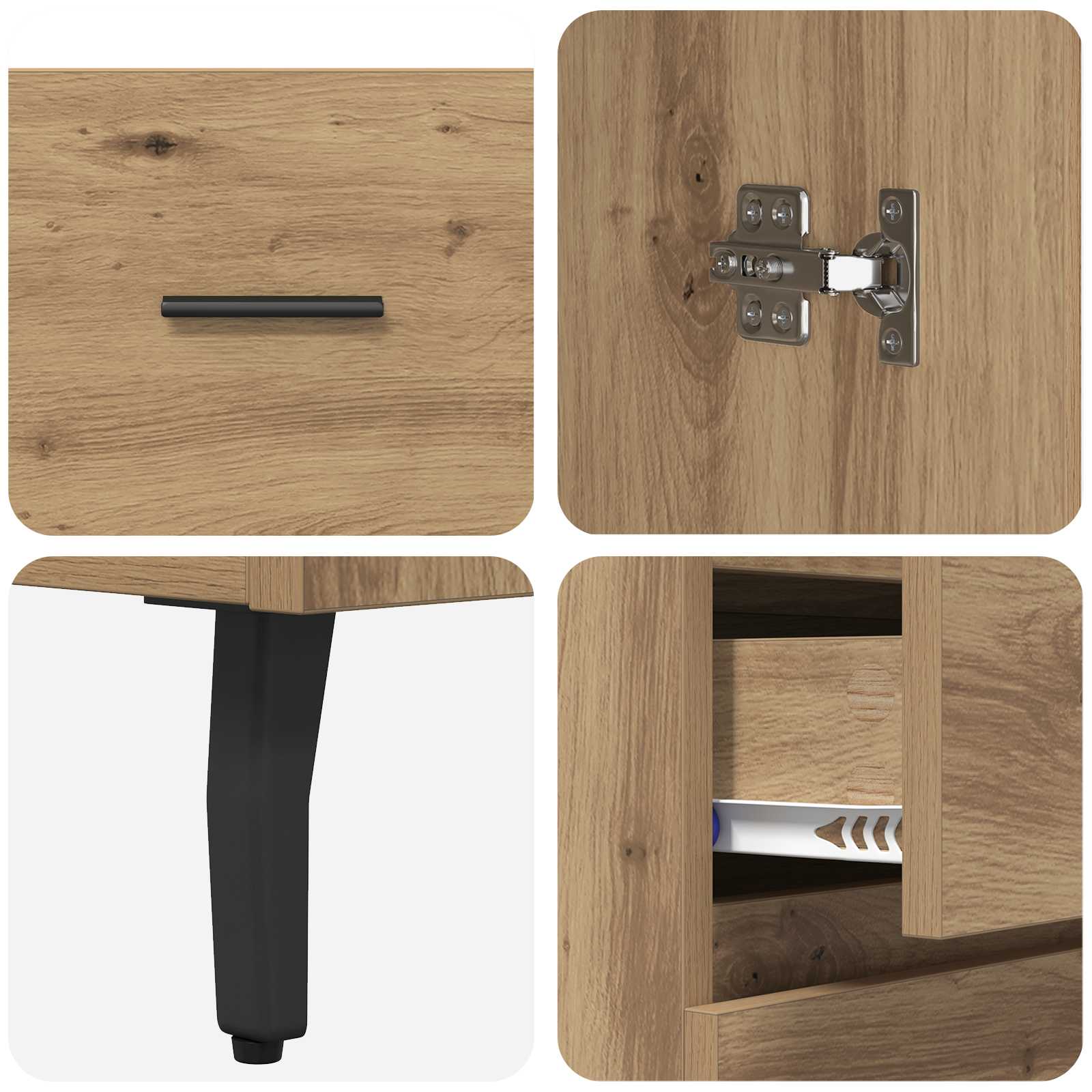 Hoge kast met lade 2 pcs Artisan Eiken Geengineerd Hout en Glas
