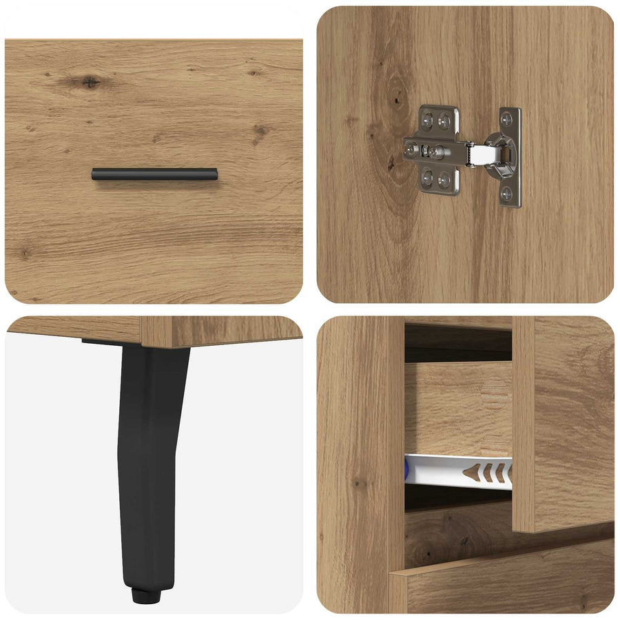 Hoge kast met lade 2 pcs Artisan Eiken Geengineerd Hout en Glas
