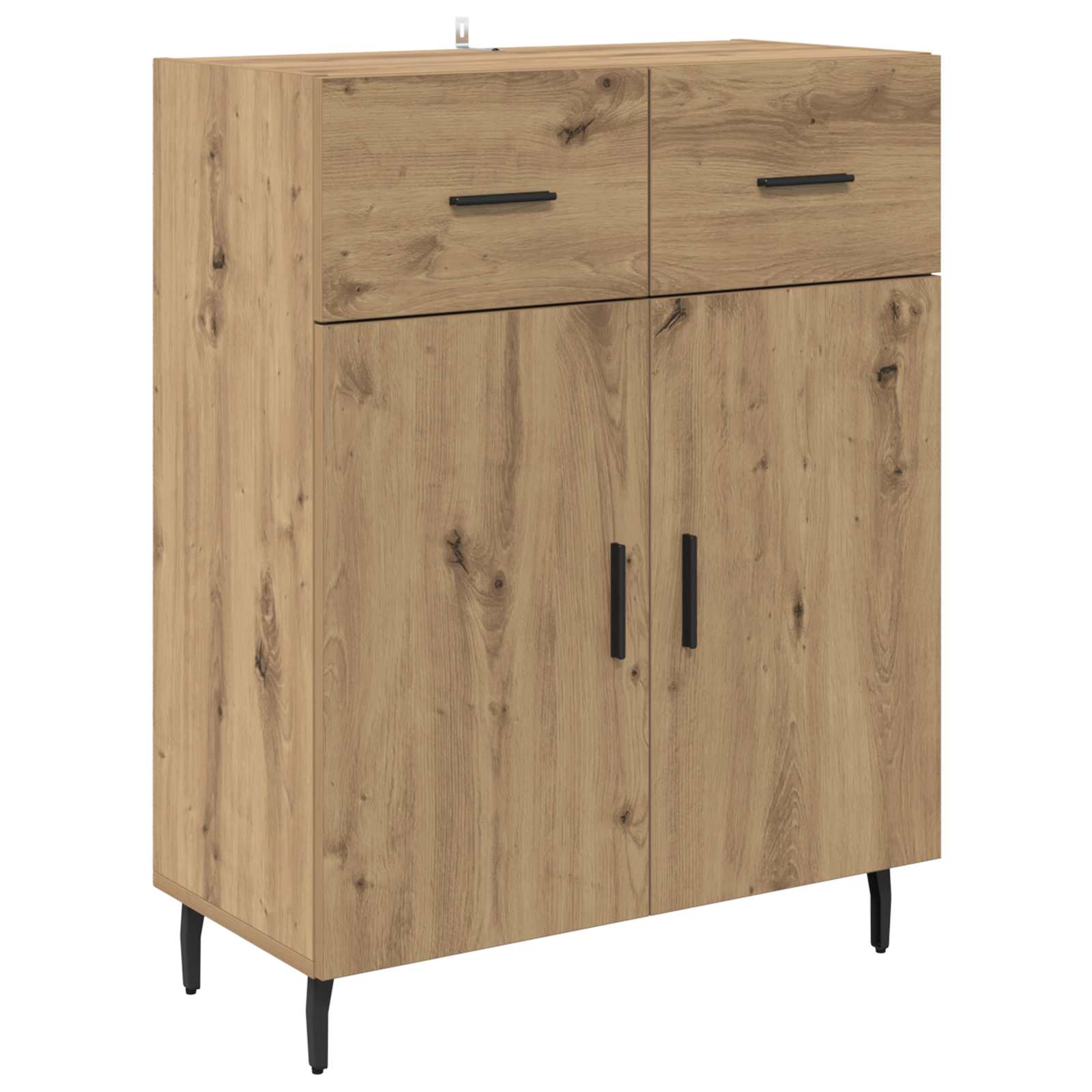 Hoge kast met lade 2 pcs Artisan Eiken Geengineerd Hout en Glas