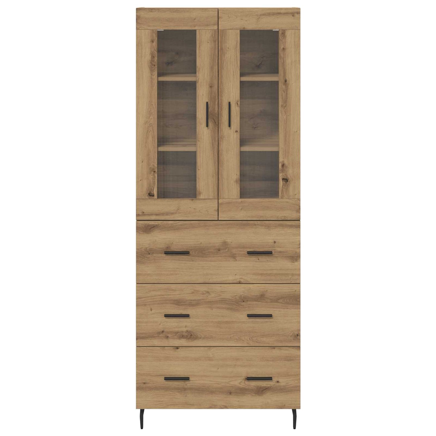 Hoge kast met lade 2 pcs Artisan Eiken Geengineerd Hout en Glas