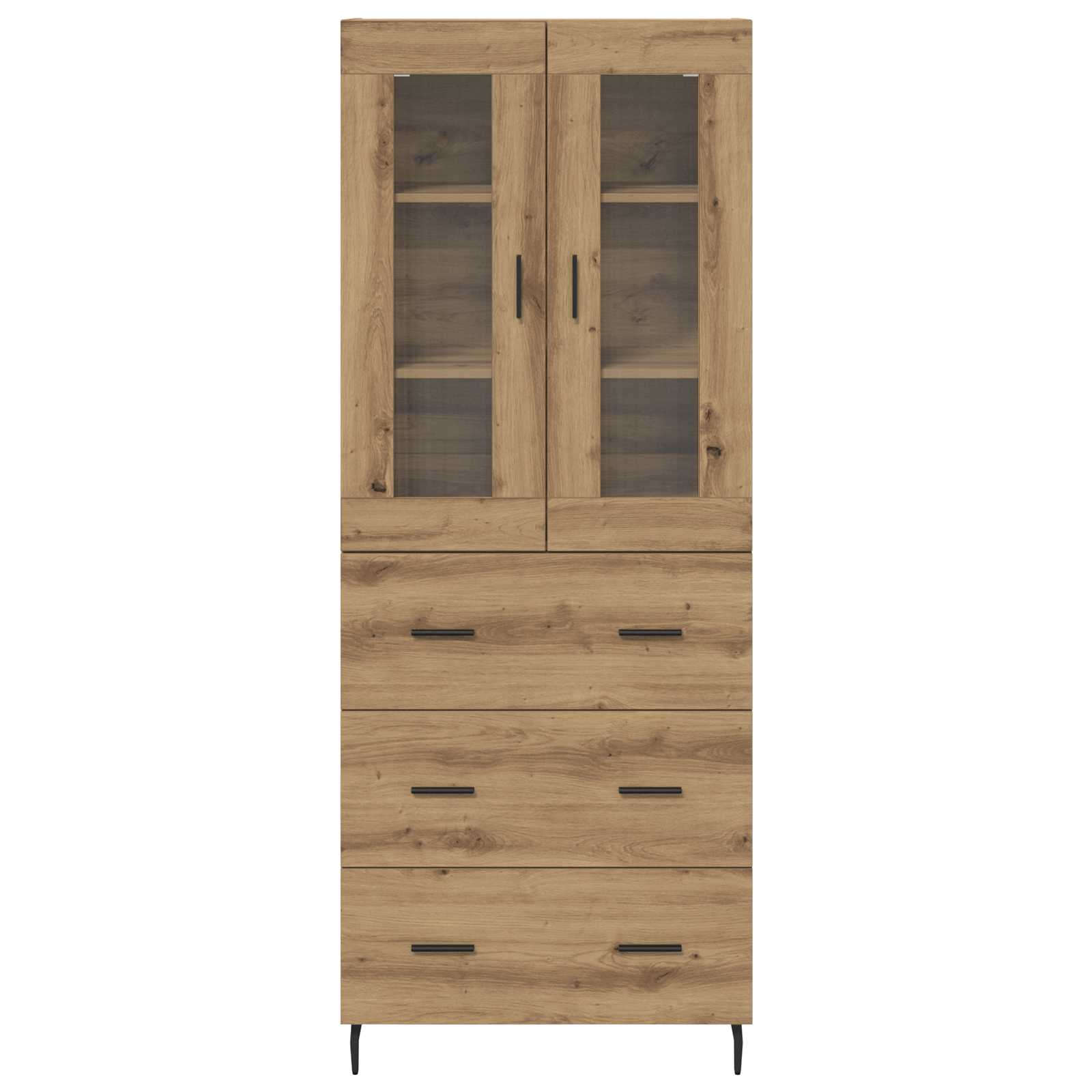 Hoge kast met lade 2 pcs Artisan Eiken Geengineerd Hout en Glas