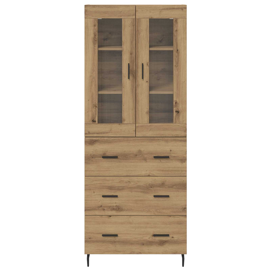 Hoge kast met lade 2 pcs Artisan Eiken Geengineerd Hout en Glas