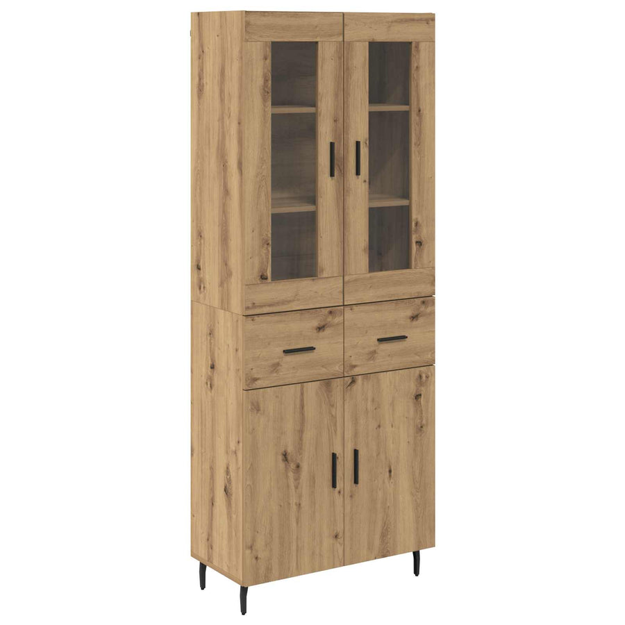 Hoge kast met lade 2 pcs Artisan Eiken Geengineerd Hout en Glas