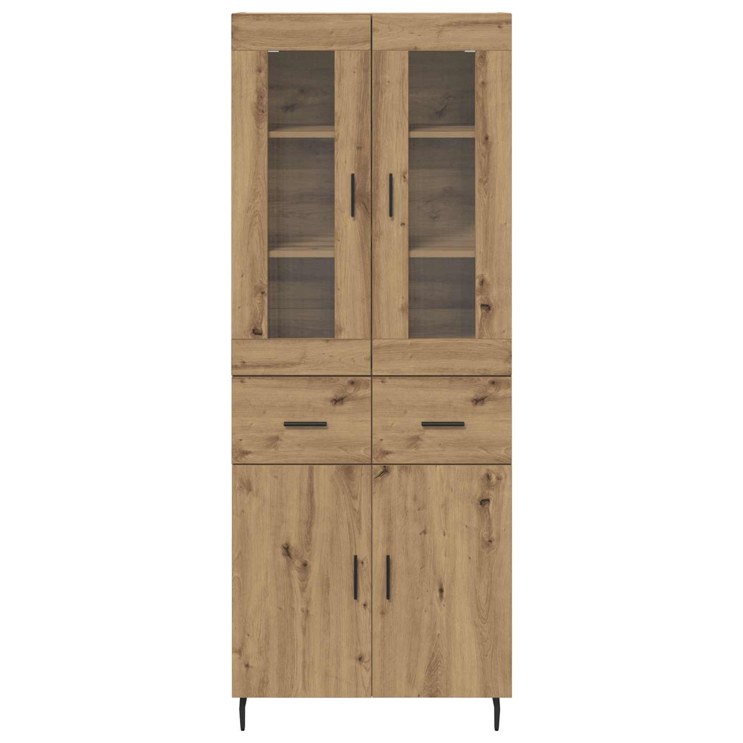 Hoge kast met lade 2 pcs Artisan Eiken Geengineerd Hout en Glas
