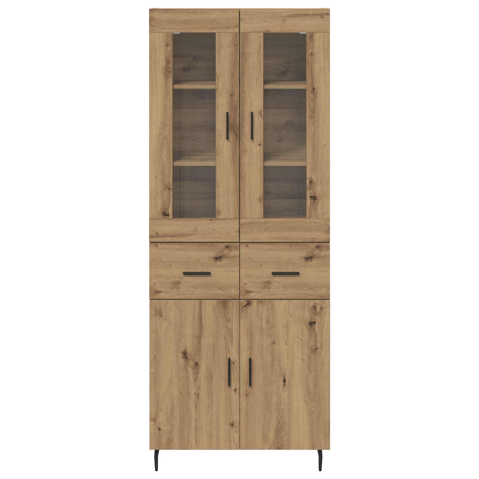 Hoge kast met lade 2 pcs Artisan Eiken Geengineerd Hout en Glas