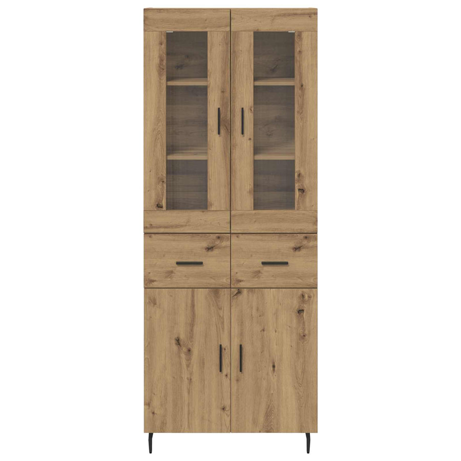 Hoge kast met lade 2 pcs Artisan Eiken Geengineerd Hout en Glas