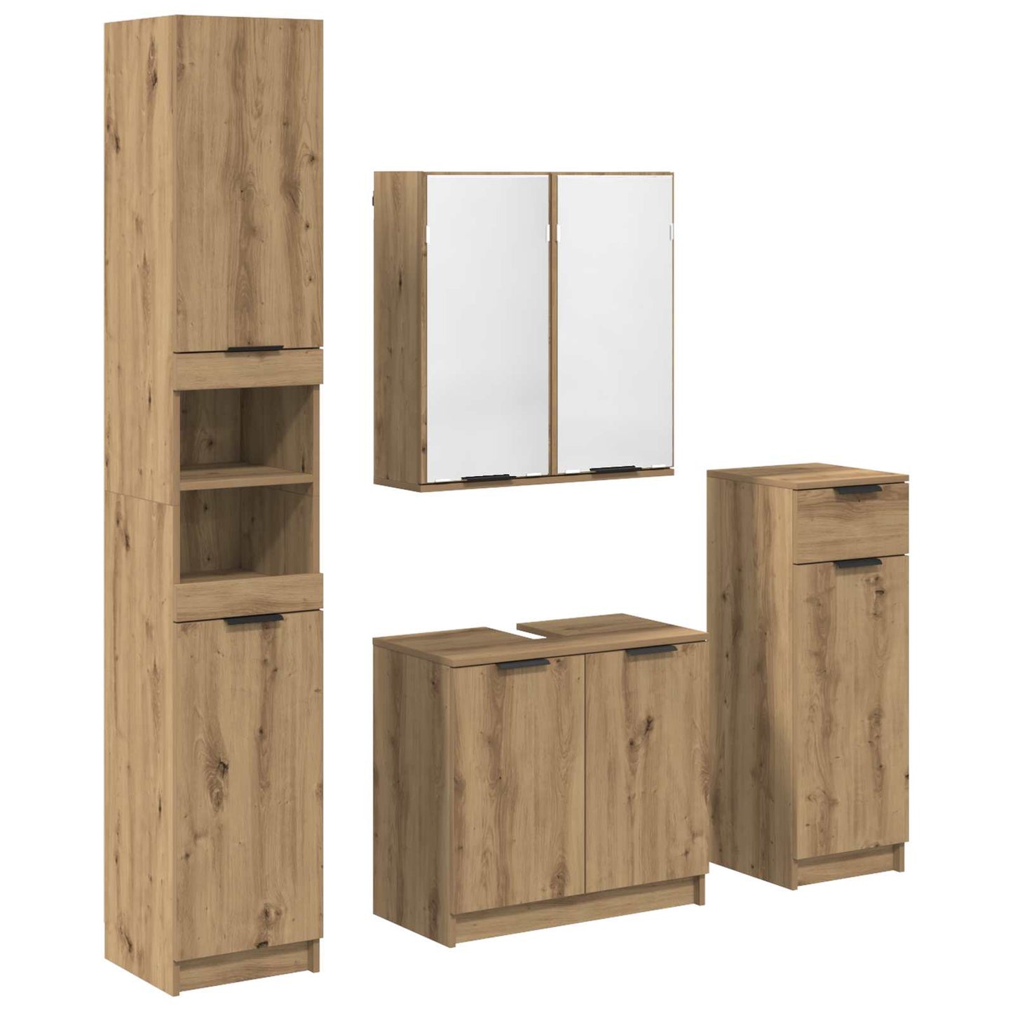 Badkamermeubelset met lade 4 pcs Artisan Eiken Bewerkt hout
