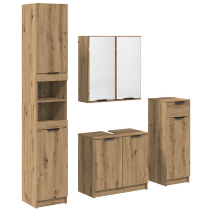Badkamermeubelset met lade 4 pcs Artisan Eiken Bewerkt hout