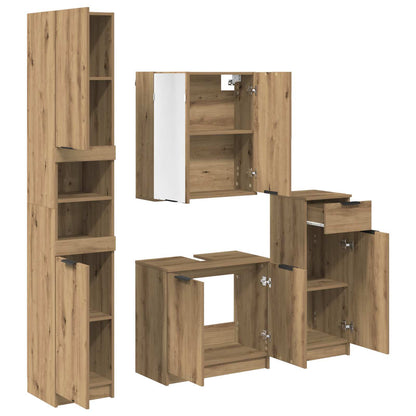 Badkamermeubelset met lade 4 pcs Artisan Eiken Bewerkt hout
