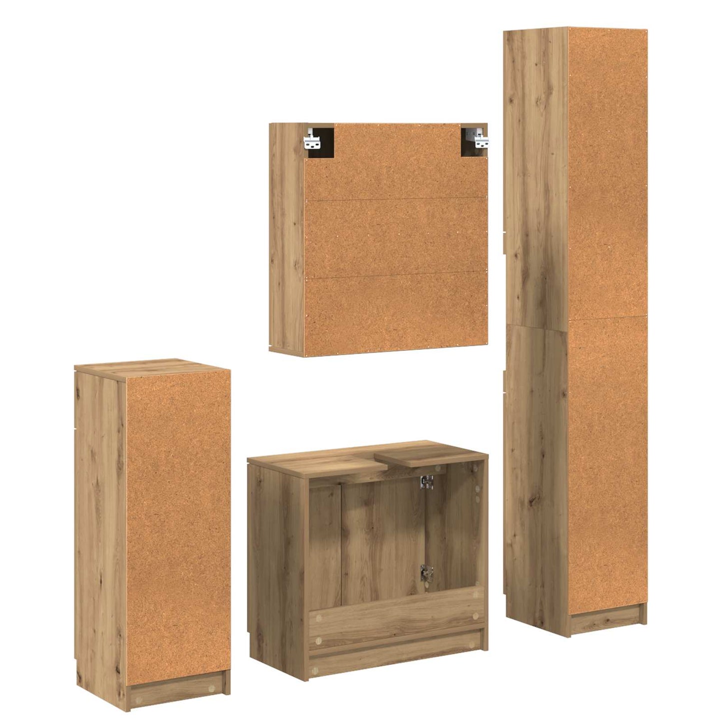 Badkamermeubelset met lade 4 pcs Artisan Eiken Bewerkt hout