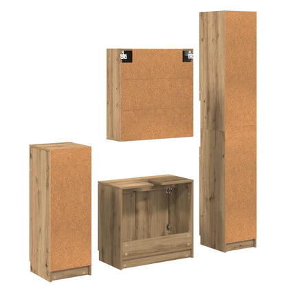 Badkamermeubelset met lade 4 pcs Artisan Eiken Bewerkt hout