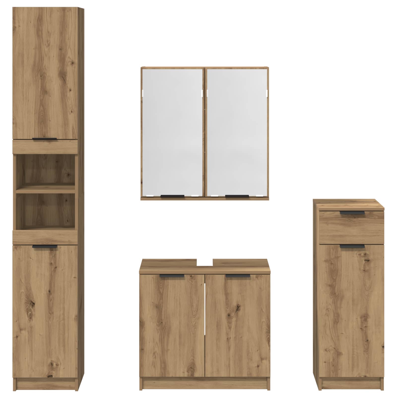 Badkamermeubelset met lade 4 pcs Artisan Eiken Bewerkt hout