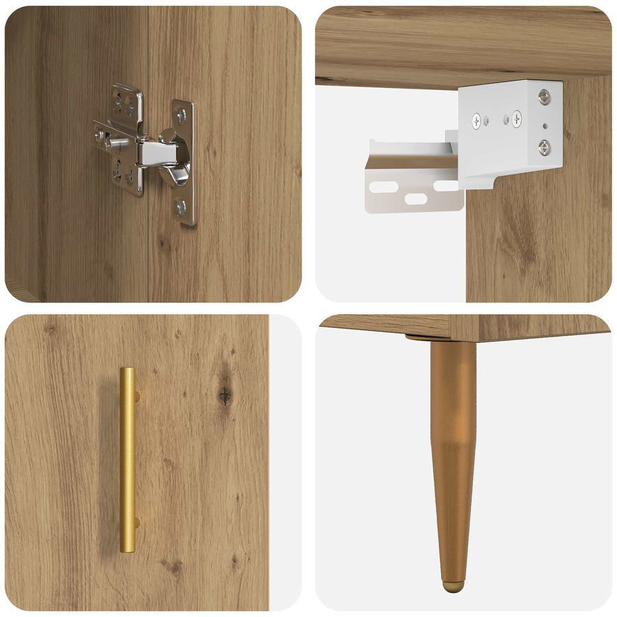 Highboard Artisan Eiken 69,5 x 34 x 180 cm Bewerkt hout