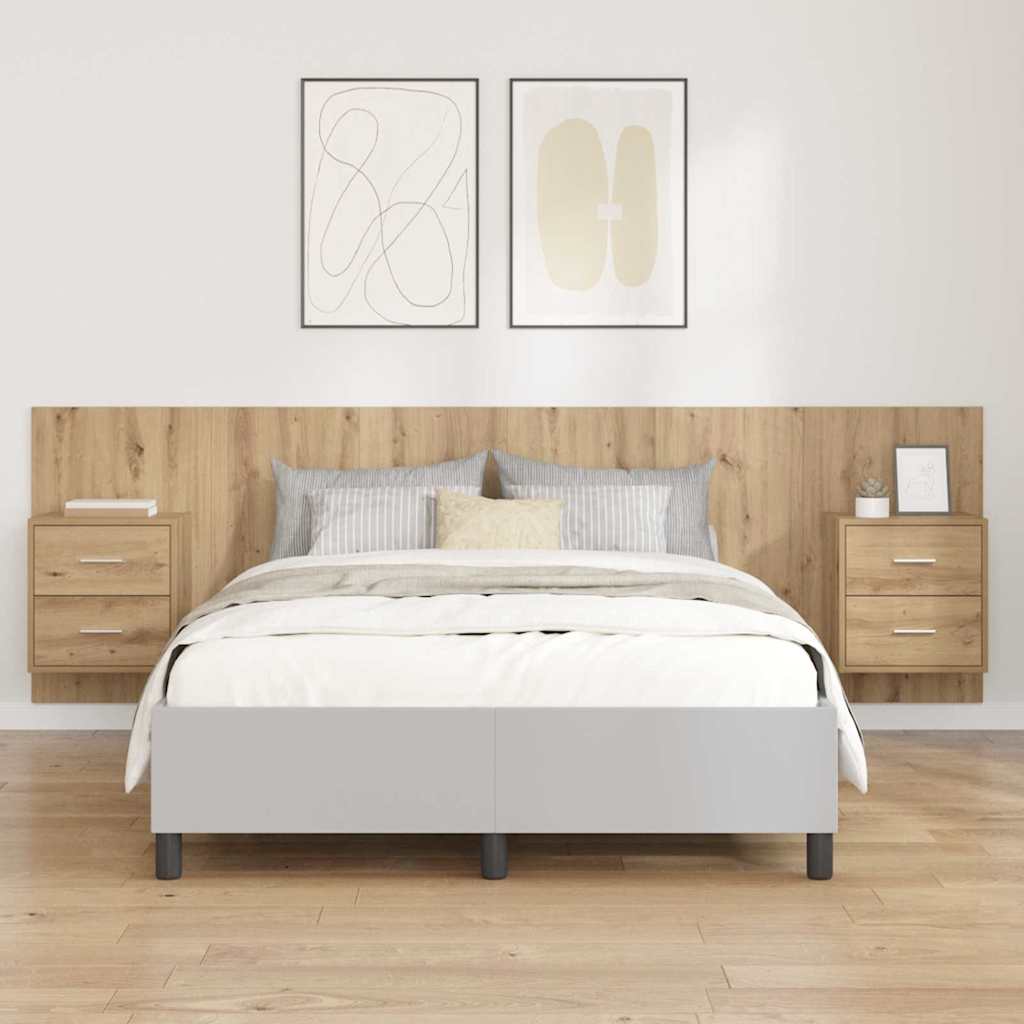 Hoofdbord Met Kast met lade 3 pcs Artisan Eiken Bewerkt hout