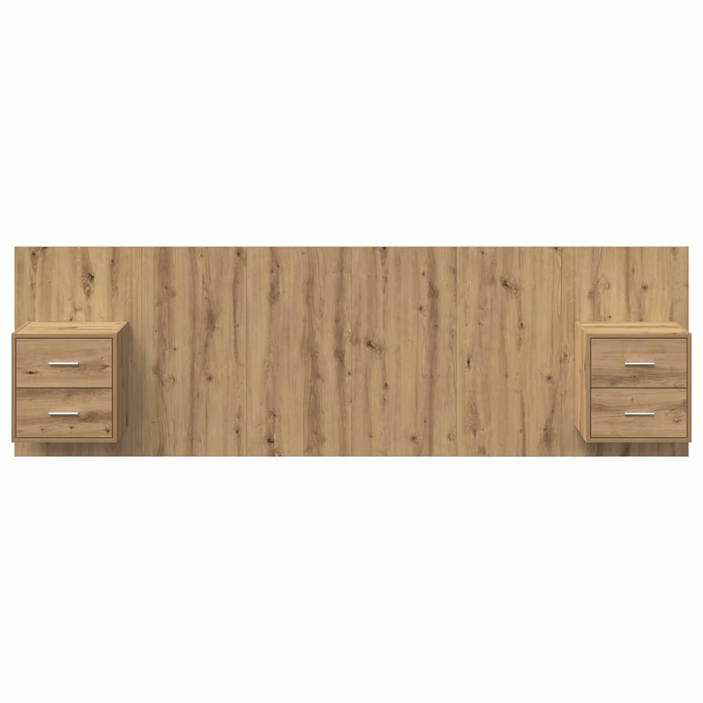 Hoofdbord Met Kast met lade 3 pcs Artisan Eiken Bewerkt hout