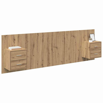 Hoofdbord Met Kast met lade 3 pcs Artisan Eiken Bewerkt hout
