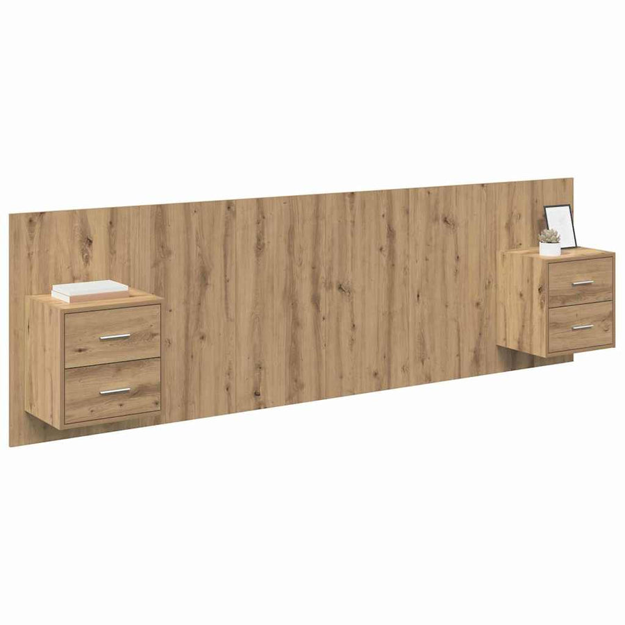 Hoofdbord Met Kast met lade 3 pcs Artisan Eiken Bewerkt hout