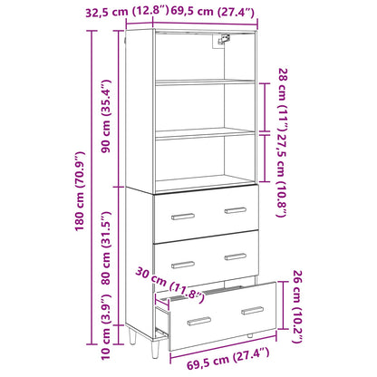 Hoge kast Artisan Eiken 69,5 x 32,5 x 180 cm Bewerkt hout