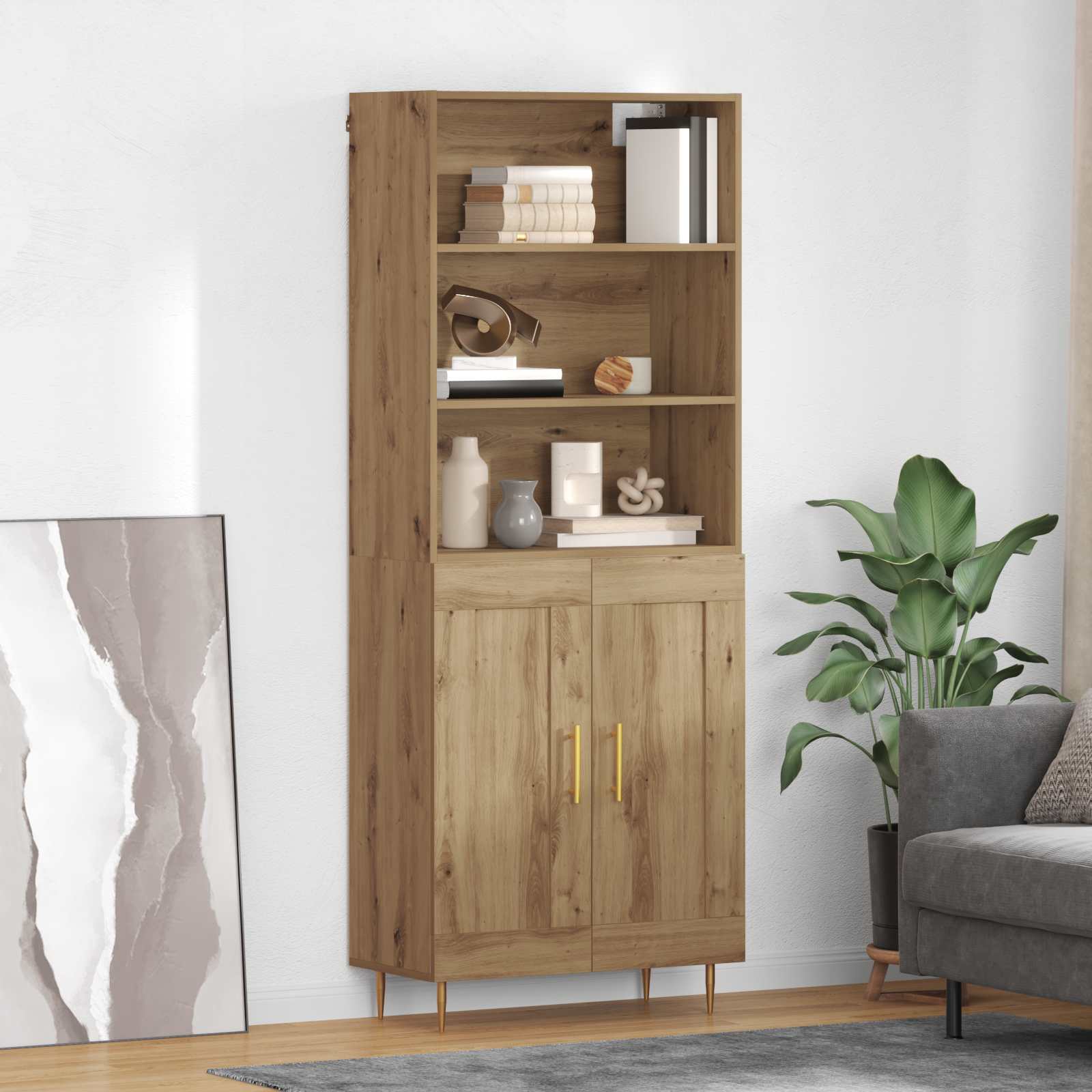 Hoge kast Artisan Eiken 69,5 x 32,5 x 180 cm Bewerkt hout