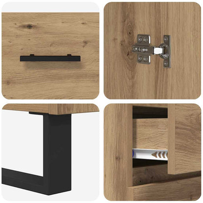 Hoge kast 2 pcs Artisan Eiken Geengineerd Hout en Glas