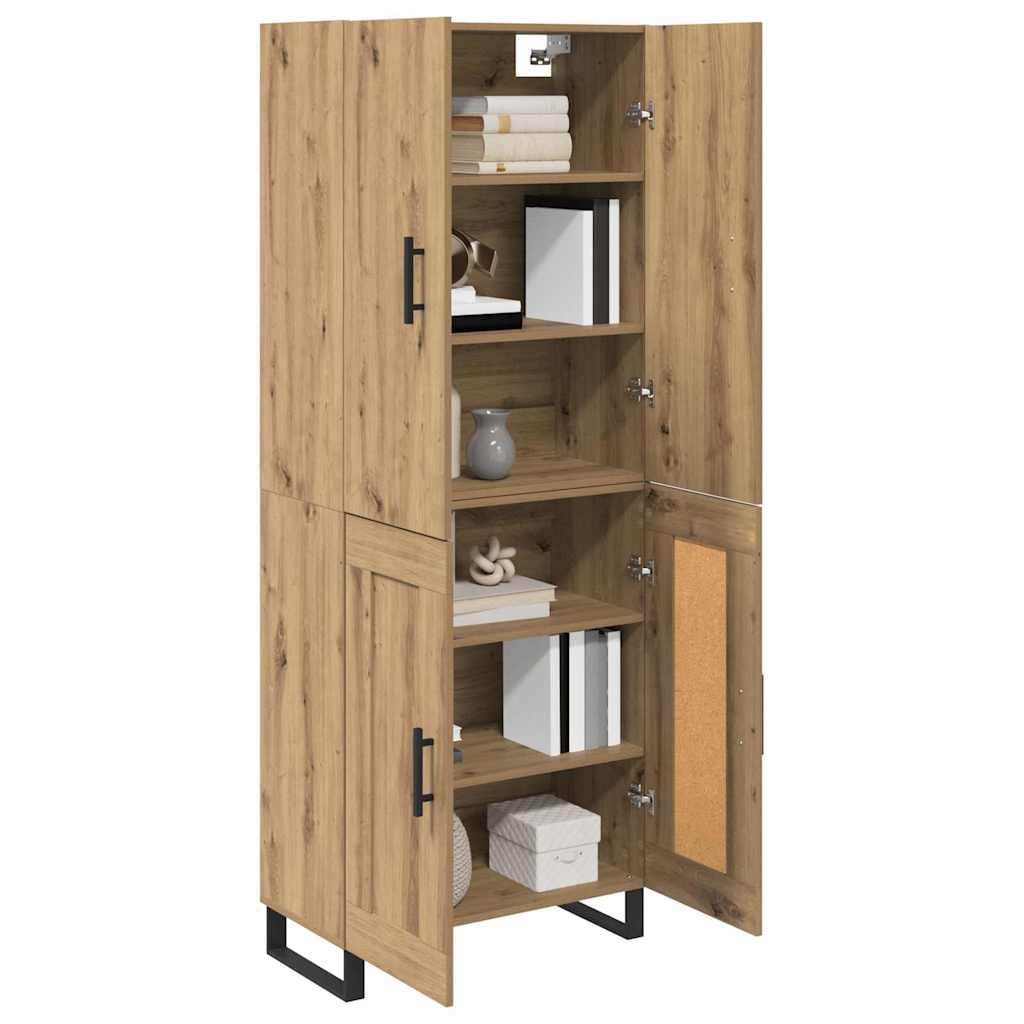 Hoge kast 2 pcs Artisan Eiken Geengineerd Hout en Glas