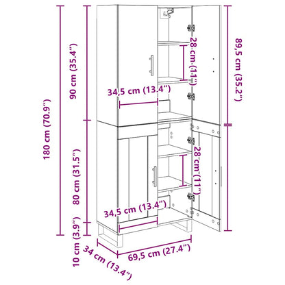 Hoge kast 2 pcs Artisan Eiken Geengineerd Hout en Glas