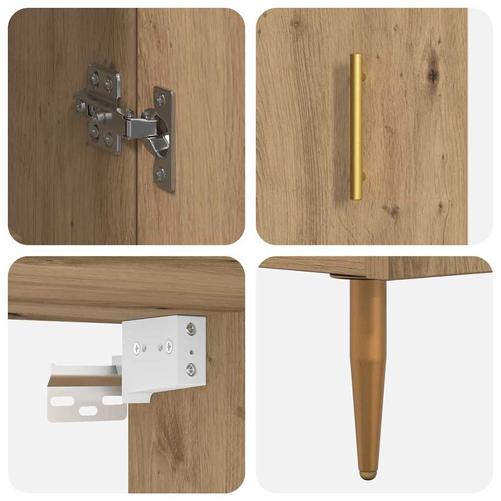 Hoge kast 2 pcs Artisan Eiken 69,5 x 34 x 180 cm Bewerkt hout