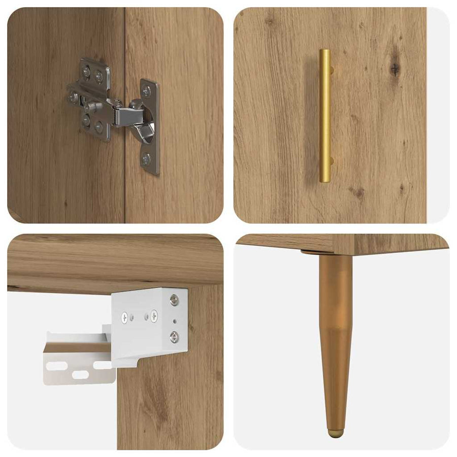 Hoge kast 2 pcs Artisan Eiken 69,5 x 34 x 180 cm Bewerkt hout