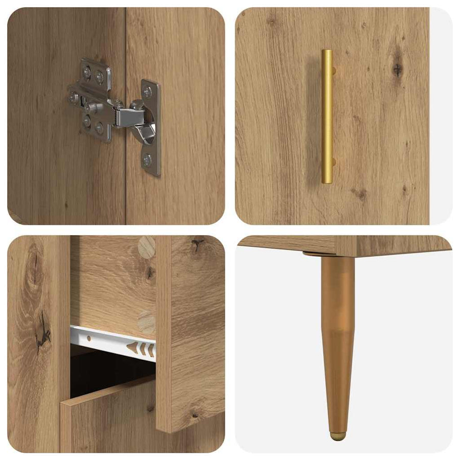 Hoge kast 2 pcs Artisan Eiken 69,5 x 34 x 180 cm Bewerkt hout