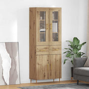 Hoge kast 69,5x34x180 cm artisan eiken bewerkt hout