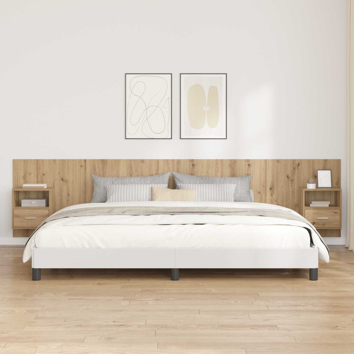 Hoofdbord Met Kast met lade 3 pcs Artisan Eiken Bewerkt hout