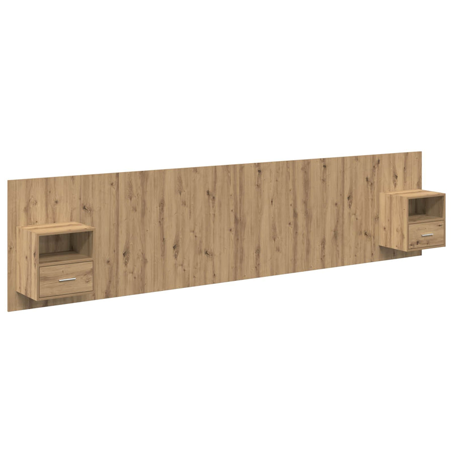 Hoofdbord Met Kast met lade 3 pcs Artisan Eiken Bewerkt hout
