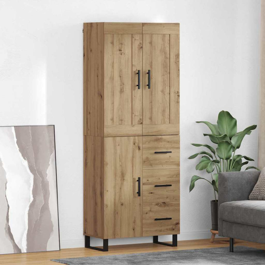 Hoge kast met lade 2 pcs Artisan Eiken Geengineerd Hout en Glas