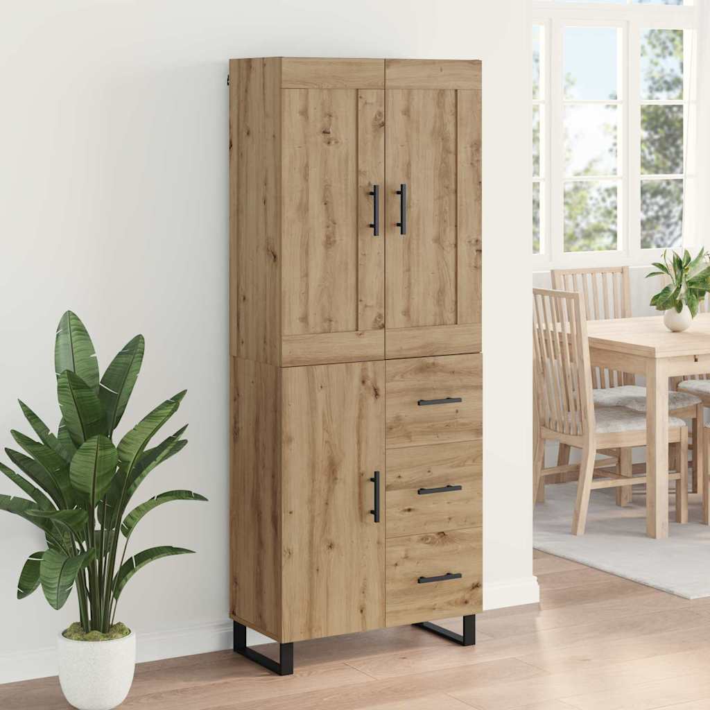 Hoge kast met lade 2 pcs Artisan Eiken Geengineerd Hout en Glas