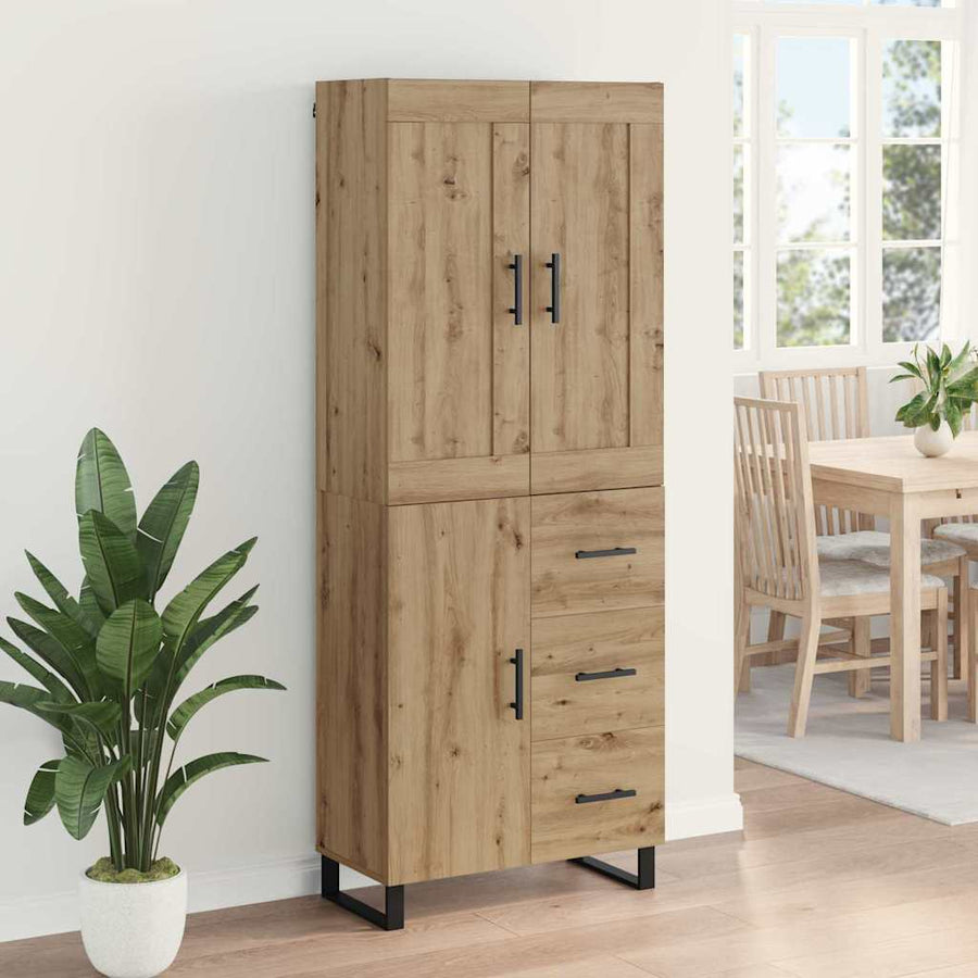 Hoge kast met lade 2 pcs Artisan Eiken Geengineerd Hout en Glas