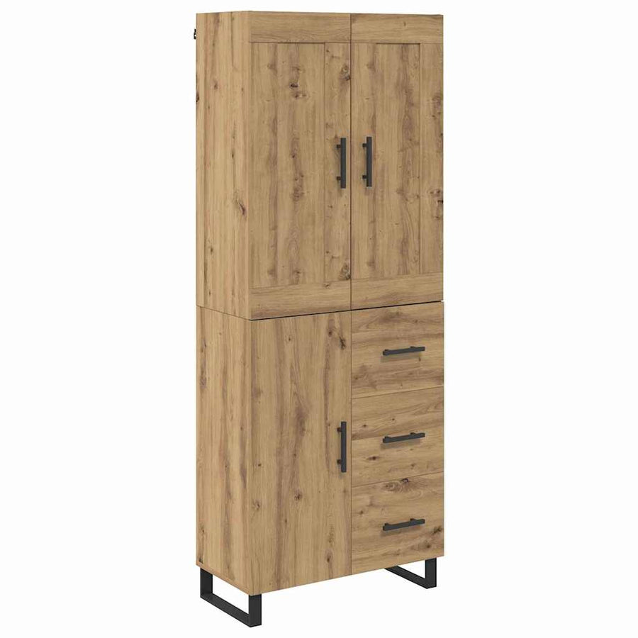 Hoge kast met lade 2 pcs Artisan Eiken Geengineerd Hout en Glas